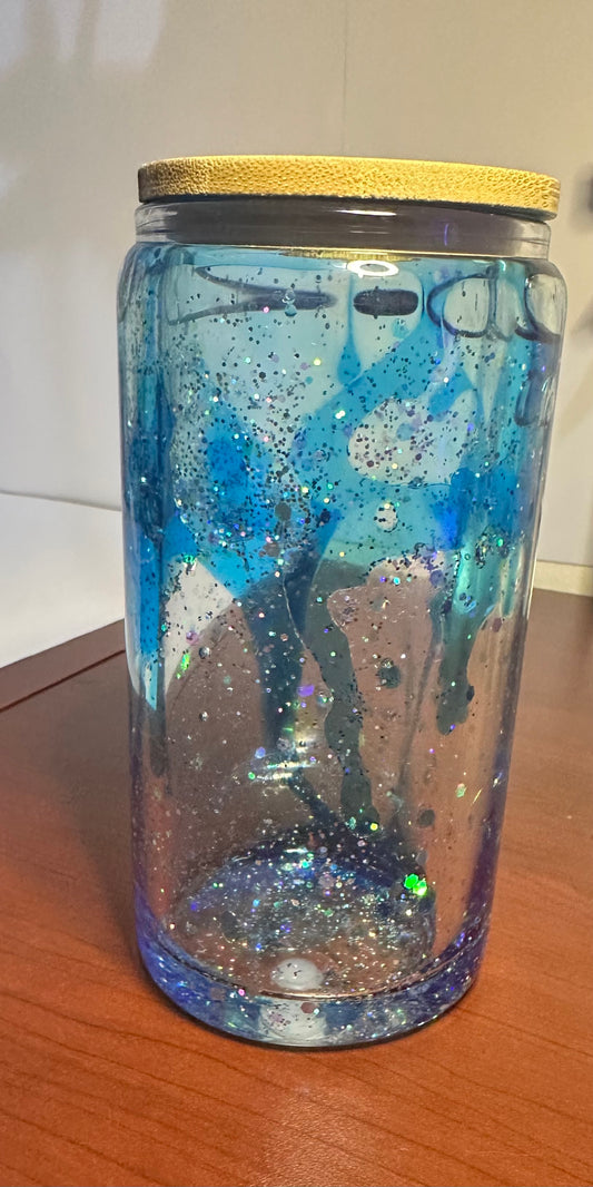 16oz glass lava drip