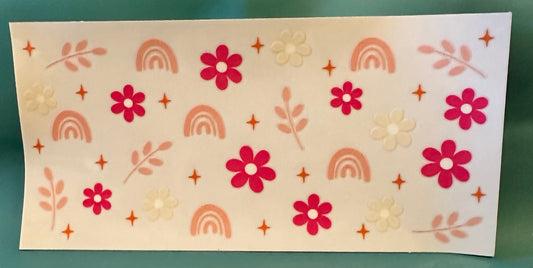 C68 Pink flowers and rainbows