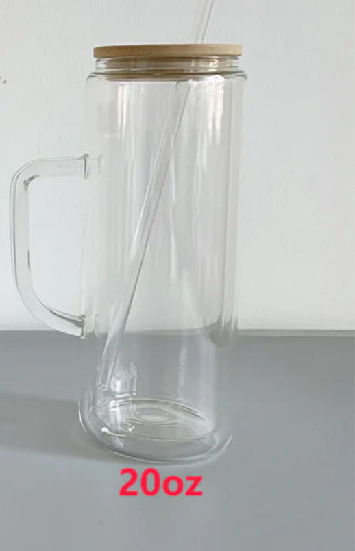 20oz Glass snow globe with handle