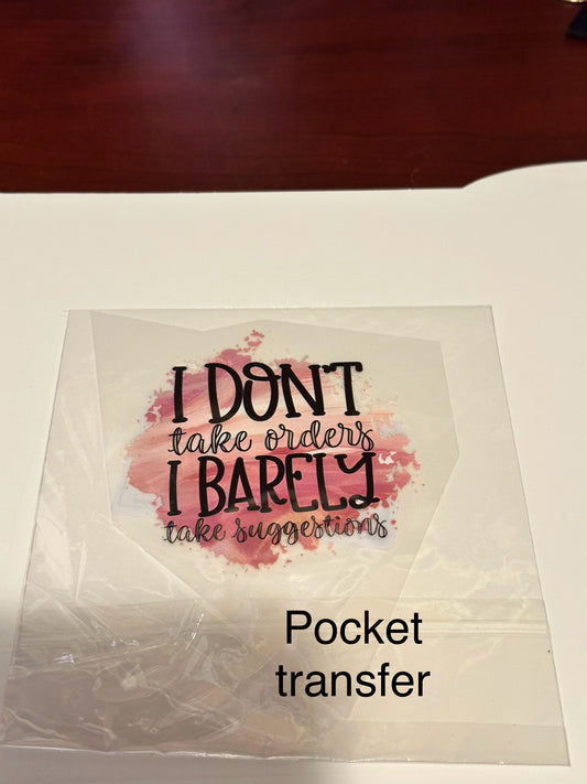 S03 pocket transfer don't take orders