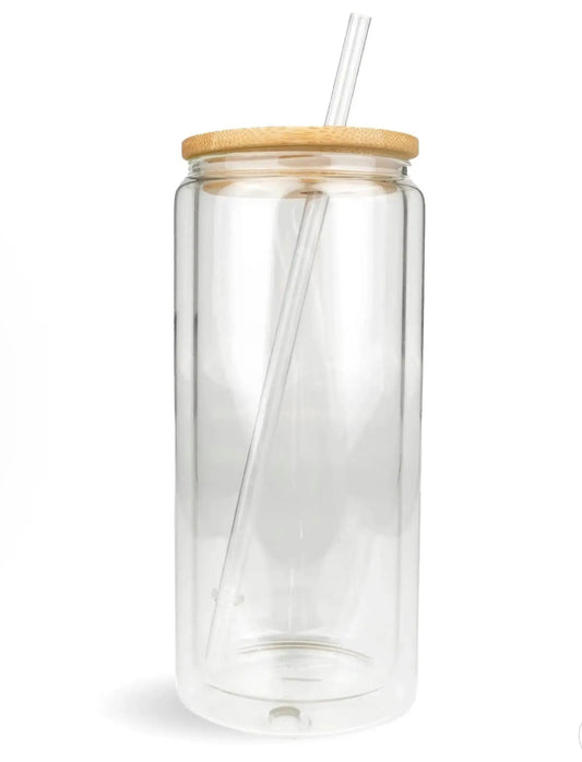 16oz Glass snow globe cup